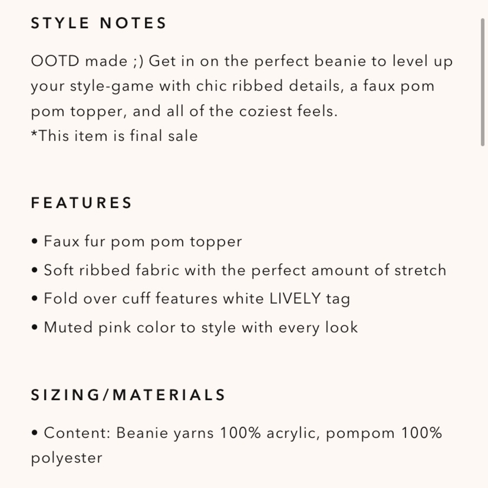 🌟3 for $15 || NWOT || Lively || Faux Fur Pom Beanie - Picture 3 of 5